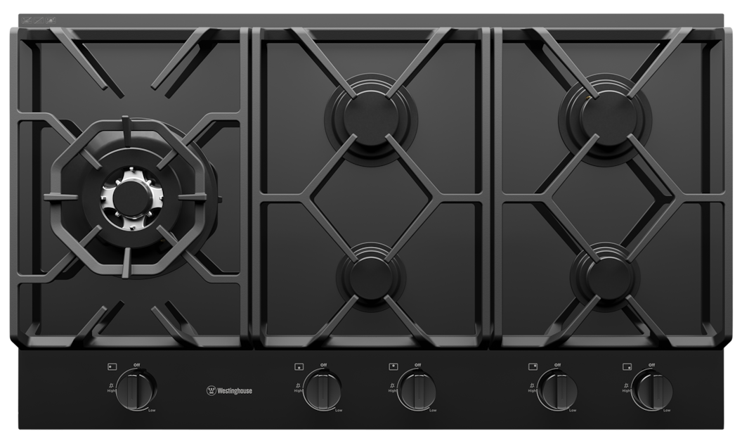90cm 5 burner black ceramic glass gas cooktop - WHG955BCA ...