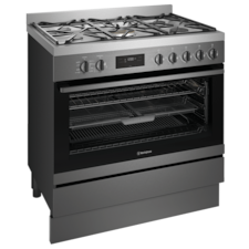 90cm freestanding electric oven and gas cooktop with AirFry, dark stainless steel