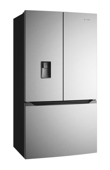 565L French door fridge with in-door water dispenser, stainless look