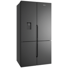 564L Quad Door Fridge, Matte Charcoal Black